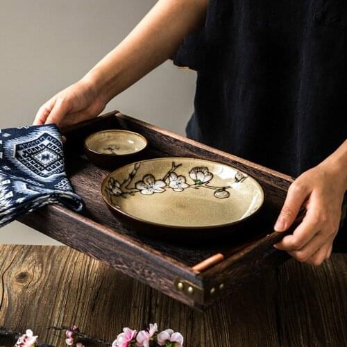 Japanese Ceramic Dinner Plates Vintage Decorative Round Steak Salad Dinner Plates Talerze Obiadowe Kitchen Tableware DB60PZ