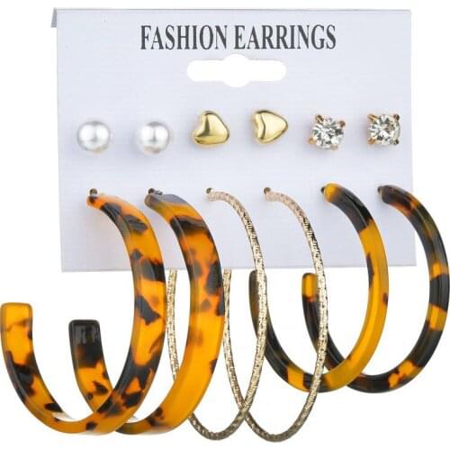 Modyle 2020 Bohemian Leopard Acrylic Earrings Set for Women Fashion Geometry Tassel Handmade Earrings Jewelry Gift Set