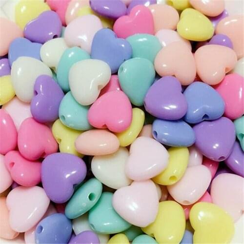12mm hearts Jelly Acrylic beads with hole resin garments jewelry Necklace bracelet DIY accessories AF35