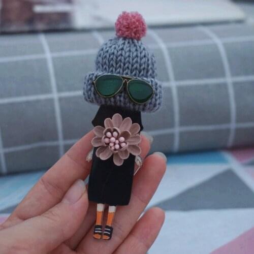 Woman wool hat brooch badges pins brooches for woman lady