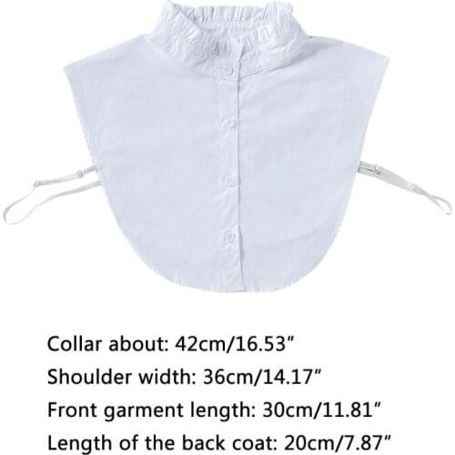 6XDA Women Sweet Wrinkled Ruffles Fake Stand Collar Layering White Sweater Half-Shirt