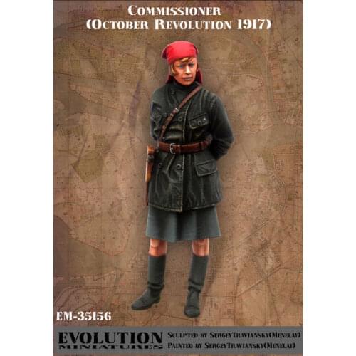 1/35, Woman commissar 1917, Resin Model Soldier GK, World War I military theme, Unassembled and unpainted kit