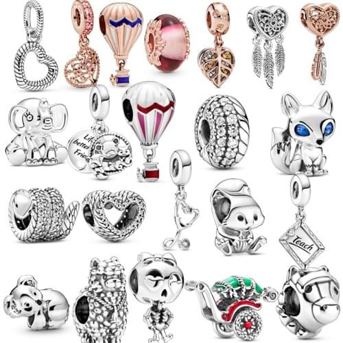 2021 925 Sterling Silver Bear, Fox & Squirrel Dangle Charms Beads Bracelet Fit Original Pandora Bracelet DIY Jewelry For Women