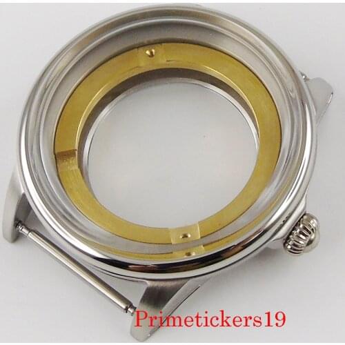 42mm corgeut stainless steel men watch case fit ETA 2836 miyota 8215 automatic movement sapphire crystal