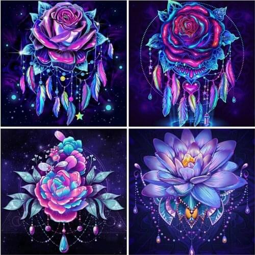 5D Diy Diamond Painting Flowers Full Square/round Drill Diamond Embroideryrose Mosaic Wall Art Pictures for Home Decor Gift