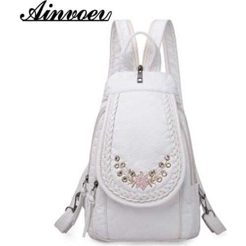 Ainvoev 2021 New Leather Backpack School Bag for Teenage High Quality Backpack for Women Female Travel Backpack Mochila