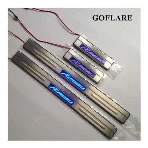 Car styling for Nissan Almera G15 G11 2012-2018 accessories illuminated door sills portector guards threshold led welcome petal
