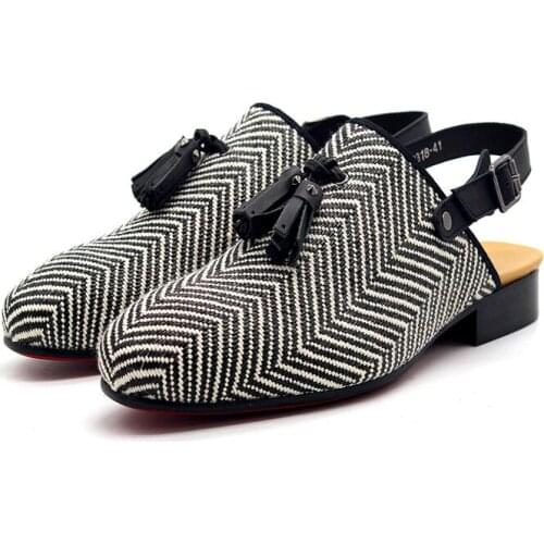 High top shoes for men fashion tassel handmade men sandals summer Buckle ripple men sandals