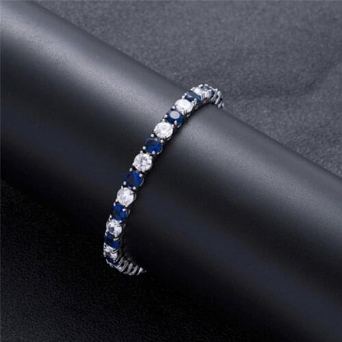 Bling Iced Out Chains Bracelets 7inch-8inch 5mm Tennis Chain AAA Blue Cubic Zirconia Hip Hop Jewelry For Men Women Gifts