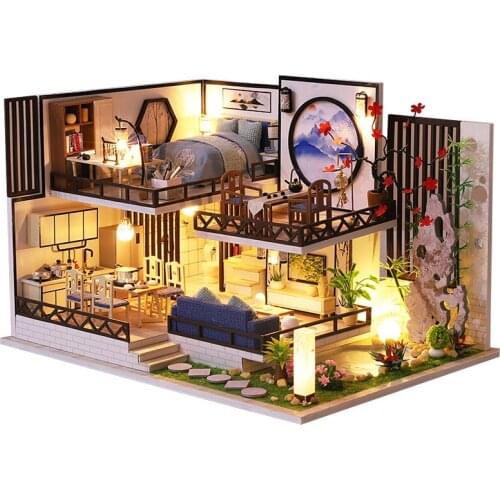 CUTEBEE Kids Toys Dollhouse with Furniture Assemble Wooden Miniature Doll House Diy Dollhouse Puzzle Toys For Children