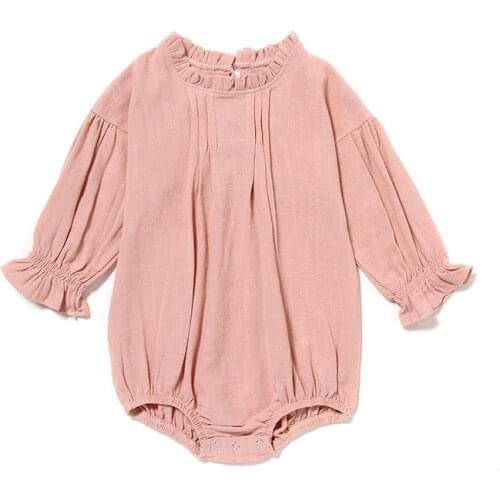 Baby Girl Clothes 0-2Years Long Sleeve Romper Jumpsuits One-piece New Fashion Cotton and Linen Newborn Kids Gap Suit All in Ones