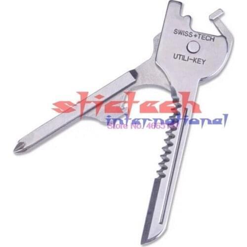 By dhl or ems 100pcs Outdoor Travel Survival Tactical Key Tool 6 in 1 Multifunctional Mini Folding Key Knife Camping Travel Kit
