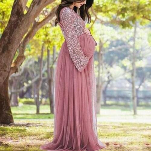 Elegant Baby Shown Prom Dresses Long Sleeves Maternity Dress New Arrival Evening Dress Cheap Prom Dress