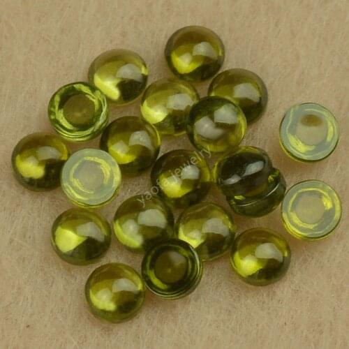 Hot Sale 3~14mm 5A Olive Green Round Flat Bottom Cabochon Synthetic Cubic Zirconia Peridot Gems Loose CZ Stone For Jewelry