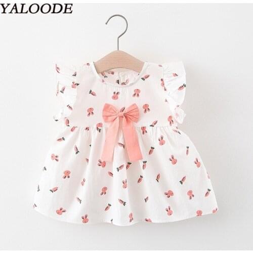 Cotton Cartoon Print Baby Dress Cute Summer New Baby Girl Clothes Princess Dress 1st Birthday Party Dress Infant Girls Clothing