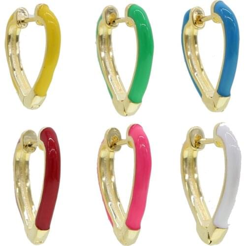 Colorful heart hoops 2021 valentines gift for girlfriend trendy women Neon enamel heart hoop earring