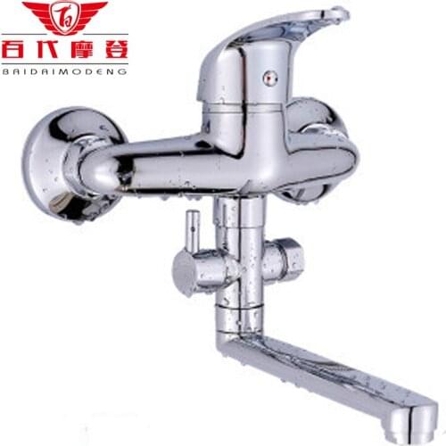 Copper Wall Kitchen Cold and Hot Faucet Single Rotary Bathtub Shower Mixer Valve Washbasin Sink Faucet BAIDAIMODENG
