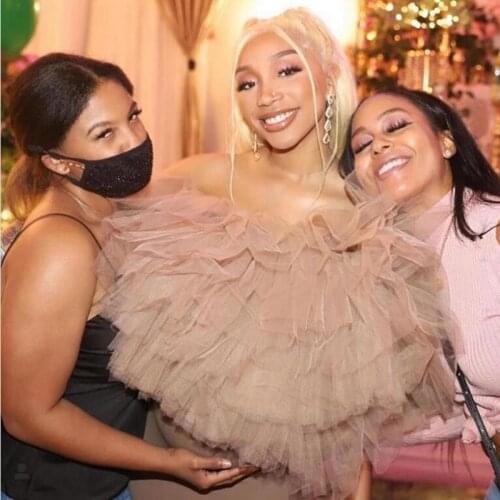 Fashion Puffy Ruffles Tulle Short Top For Women Off The Shoulder Elastic Female Top Summer Women Shirt