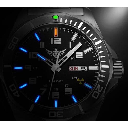 Men Automatic Watch WR100M Mechanical Watch Tritium T100 Japan Movement 24Jewels Date Day Sapphire Rotated Dial