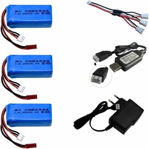 Upgrade 7.4V 2000mah LiPo Battery + Charger For Wltoys V353 A949 A959 A969 A979 k929 903048 7.4v Battery For Drone RC Cars Boats