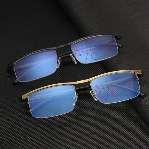 Fashion Progressive Multifocal Anti-blue Light Glasses Unisex Reading Glasses Multifocal Bifocal Magnifying Progressive EyeGlass