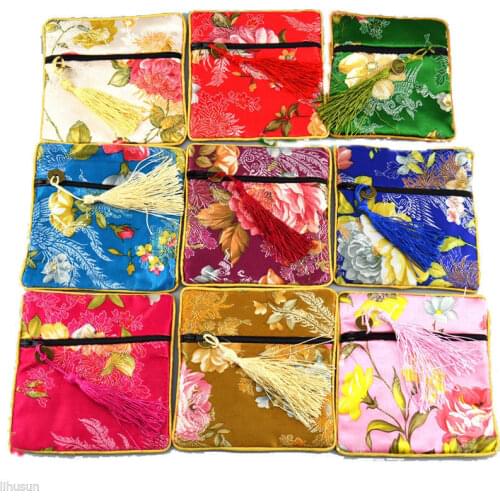 Wholesale10pcs Chinese Vintage Handmade Silk Gift Bags Jewelry Pouch Coin Purse