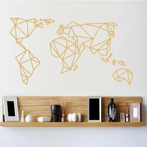 Origami World Map Wall Stickers Home Decor Vinyl Wall Decal Creative Pattern Removable Mural For Living Room