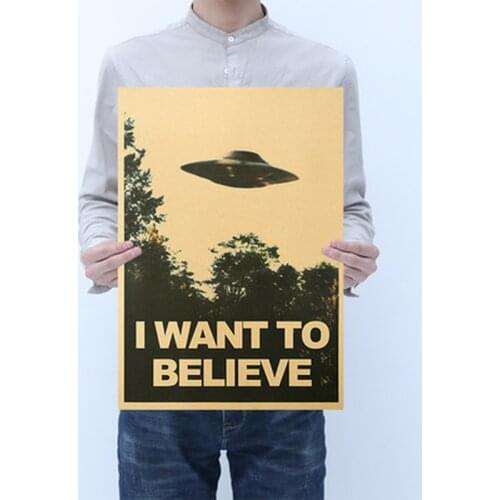Vintage Classic Movie The Poster I Want To Believe Poster Bar Home Decor Kraft Paper Painting Wall Sticker 50.5X35cm