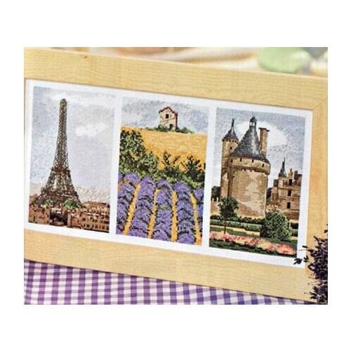 Needlework Embroidery Cross Stitch Sets 14ct White Pattern European French Landscape Eiffel Tower Small Cross-stitching Pictures