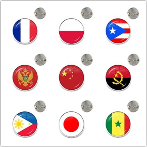 National Flag Brooches France Poland Puerto Rico Montenegro China Angola Senegal Philippines Japan Collar Pins For Women Men