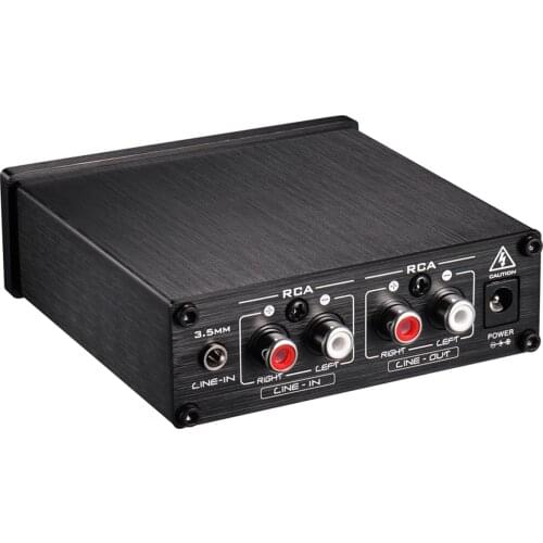 Stereo Audio Amplifier Compact Portable Audio Signal Amp with Volume Control RCA 3.5mm Input RCA Output for Speaker Headphone