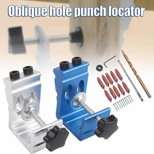Heavy Duty All-In-One Aluminum Pocket Hole Jig Kit Woodworking Inclined Hole Positioner for Woodworking Angle Drilling Holes
