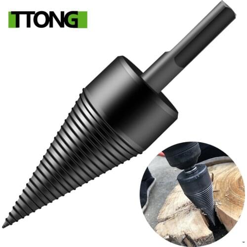 140x32MMFirewood Drill Bit High Carbon Steel Punch Spiral Drill Round Square Hex Shank Wood Split Cone Splitter Woodworking Tool