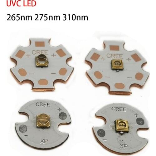 265nm 275nm 310nm UVC LED Lamp beads 0.1W 5-7V 16mm /20mm Copper PCB Deep UV light Sterilization