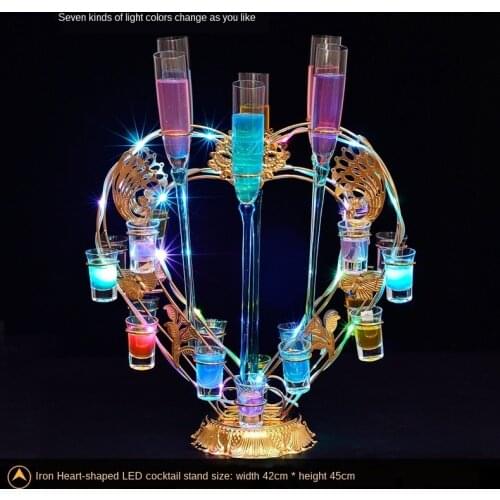 Luminous Cup rack creative personalized bar counter bartender wine rack heart-shaped cocktail rack luminous bullet Cup rack