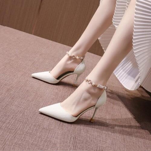 Net Red Word Buckle Small Fresh High Heels 2021 Spring and Summer New Wild Fairy Style Stiletto Temperament Pointed Toe Shoes