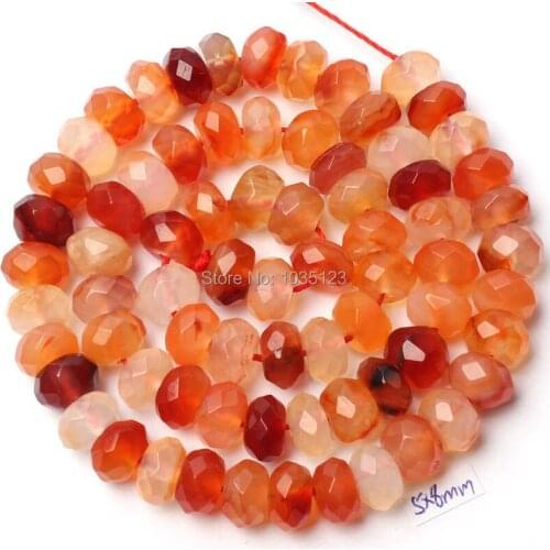 High Quality 5x8mm Pretty Natural Red Carnelian Agates Faceted Rondelle Shape DIY Loose Beads Strand15" Jewelry Making w1081
