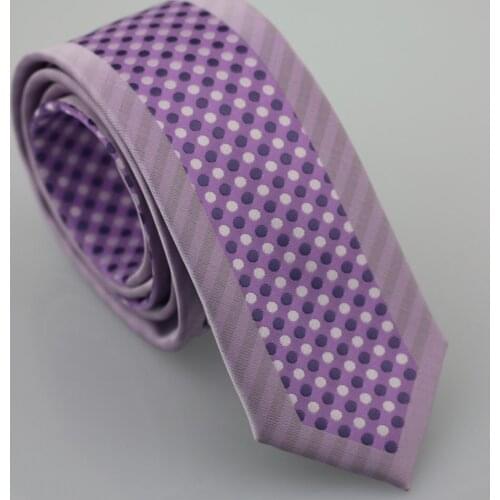 YIBEI Coachella Handmade ties SKINNY Tie Lilac Border Purple&White Polka Dots Necktie Woven SLIM Narrow Tie Men Wedding Dress