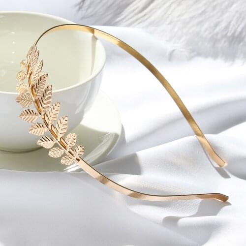 New Women Korean Gold Leaves Wreath Vintage Pearl Wedding Tiara Headband Girls Hair Crown Bridal Hair Accessories