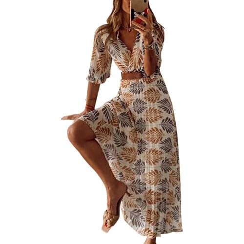 Summer Dress Women Beach Casual Bohemian Short Sleeve Loose High Waist Print Long Dress for party xxxl Street wear платье летнее