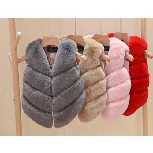 Baby Girls Faux Fur Vest Outfits Christmas Winter Kids Waistcoats Children Warm Coat Infant Sleeveless Jacket Clothes Outerwear