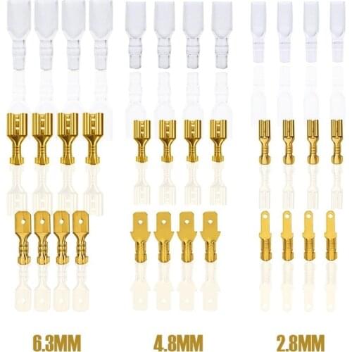 50PCS 6.3/4.8/2.8mm Female/Male Spade Terminals Butt Wire Connectors Crimp Terminals Seal Crimping Connector set