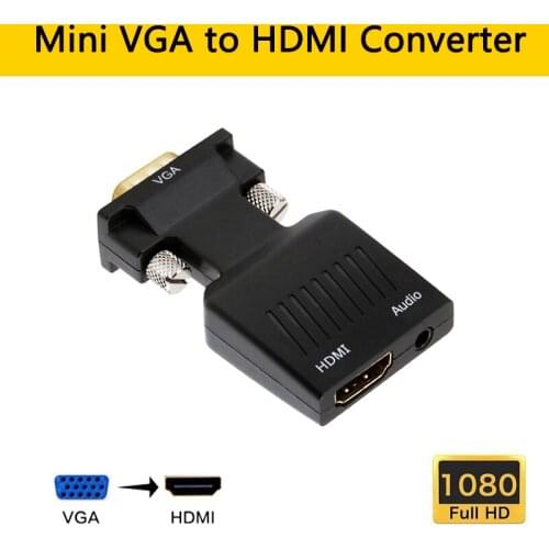 1080P HDMI to VGA Converter Adapter with Audio mini HD 1080p M to F VGA2HDMI AV Video Cable for PC Laptop TV Box Projector