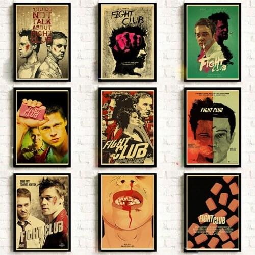17 Classic Movie Brad Pitt Movie Fight Club Retro Poster Good Kraft Paper Posters Cafe Bar Wall Decor Sticker/Painting