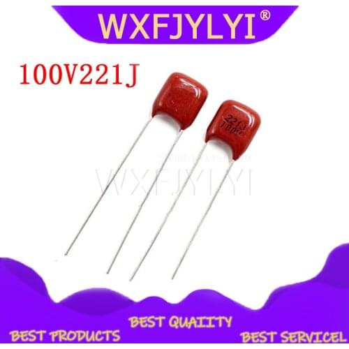 20PCS 100V221J 220PF 5% Pitch 5mm 220P 221 100V CBB Polypropylene film capacitor