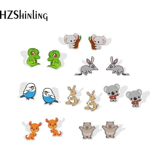2019 New Australian Animals Acrylic Earring Koala Platypus Penguin Bilby Earrings Epoxy Fashion Resin Earring