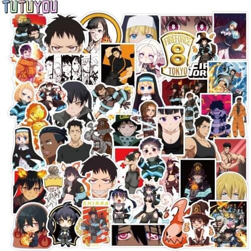 PC2236 50pcs/set Anime Fire Brigade Brave Fireman Cartoon Scrapbooking Stickers Decal For Guitar Laptop Fridge Graffiti Sticker