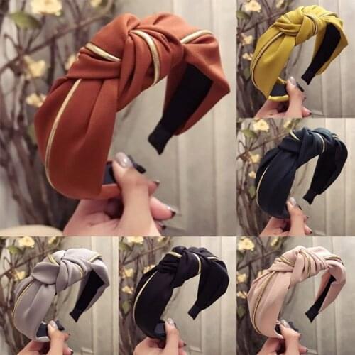 6 Colors Graceful Gifts Solid Turban High Quality Exquesite Cross Headband Wide Solid Soft 1PC Hairband Beautiful Comfortable