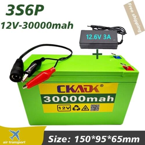 12V30Ah 18650 Li ion rechargeable battery pack 3S6P electric vehicle toy spray scale access control built-in BMS+12.6V charger