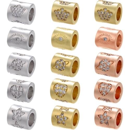 ZHUKOU NEW Cylindrical Bead for Jewelry making Crystal Heart/Planet Beads for DIY Bracelet Jewelry Accessories Wholesale VZ251